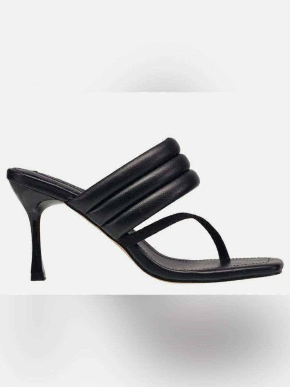 French Connection Valerie heeled sandals featuring padded straps, a square toe